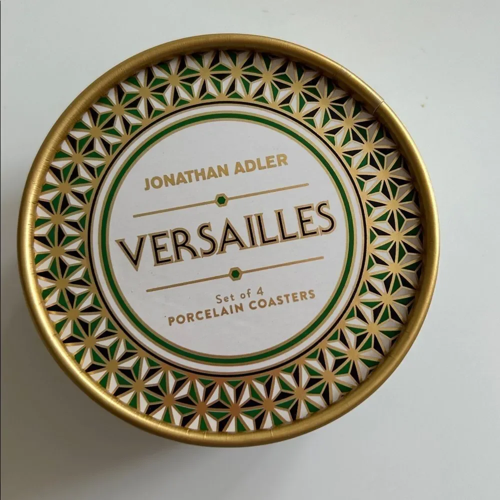 Jonathan Adler Versailles Coaster Set, Purple / Green / Red / Blue, NEW